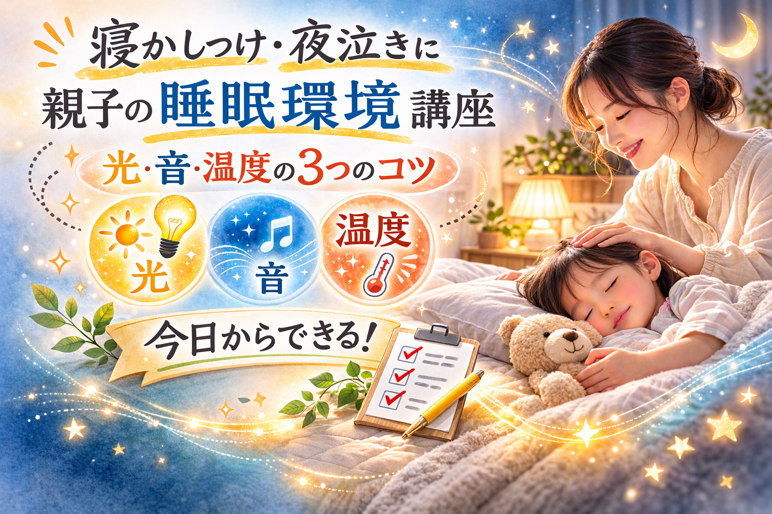 寝かしつけ夜泣きがラクになる睡眠環境の整え方