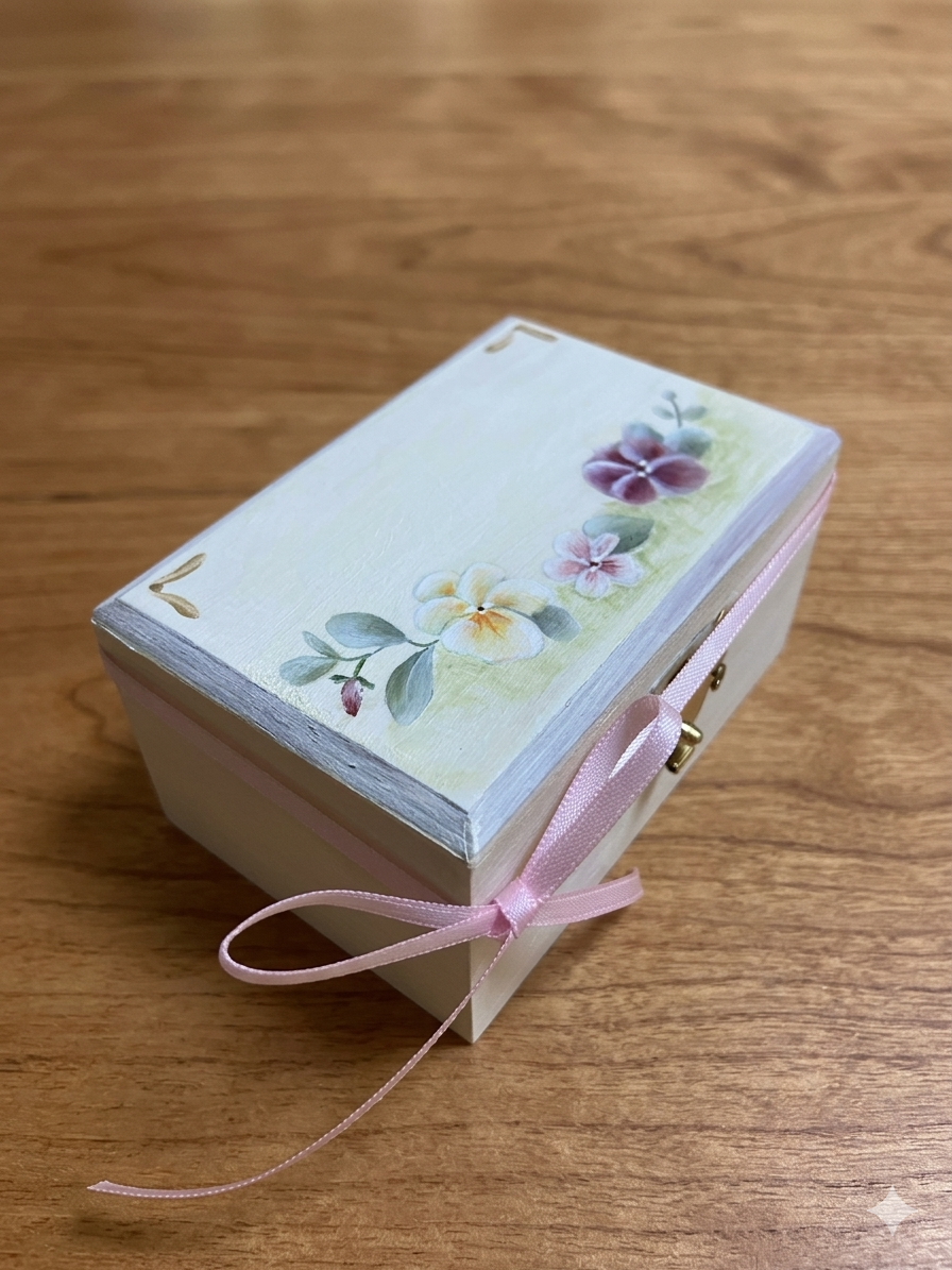 トールペイントでBOXに小さなビオラを描いてみましょう